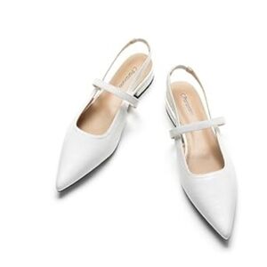 C.Paravano White Slingback Flats